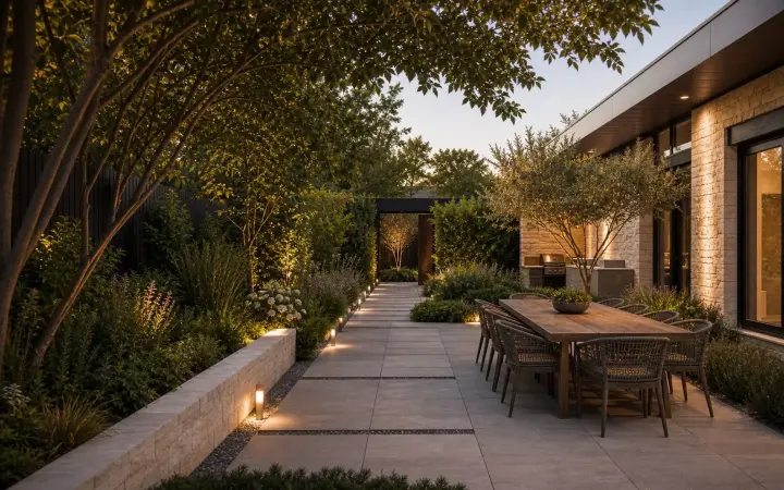 Modern pergola backyard — Dining axis