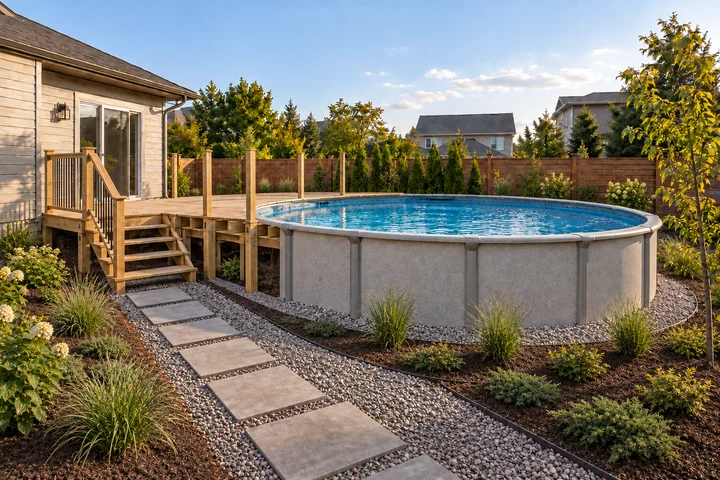 Above-ground pool deck garden: Planting