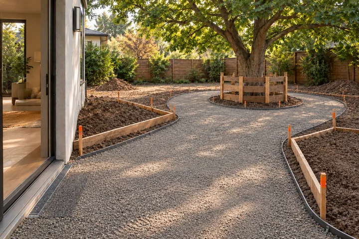 Accessible step-free backyard: Base works