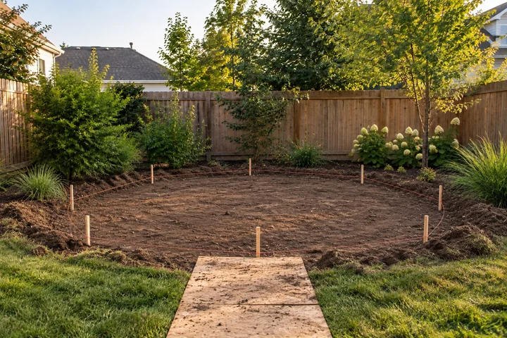 Budget gravel fire pit circle: Site preparation
