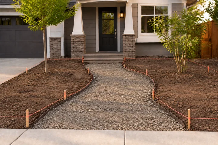 Child-safe front walk garden: Base works
