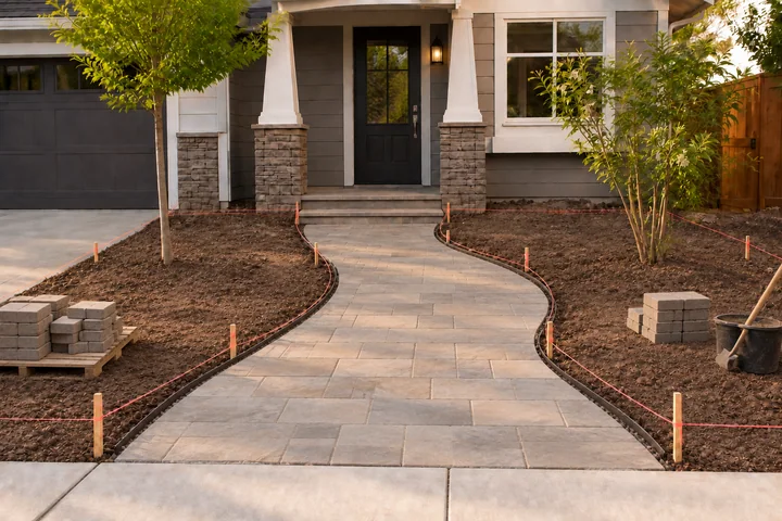 Child-safe front walk garden: Structures and surfaces