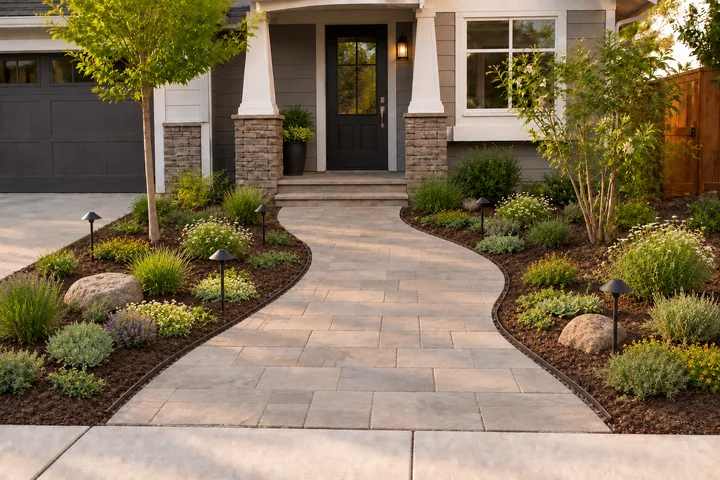 Child-safe front walk garden: Planting