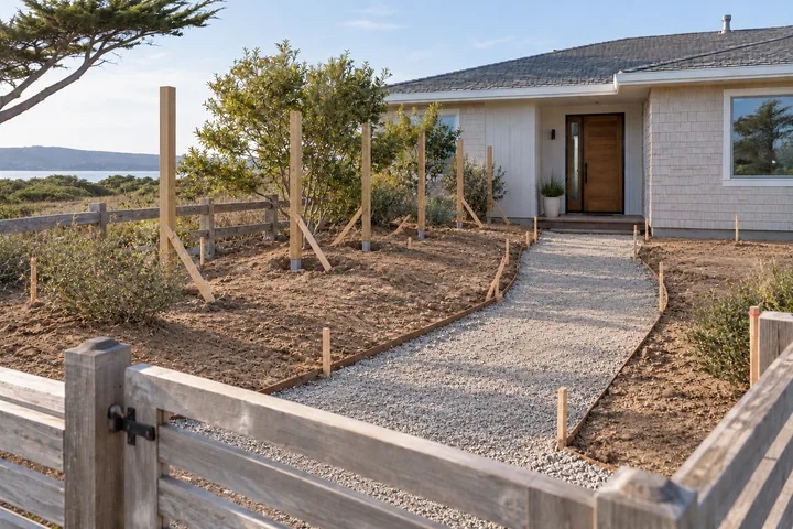 Coastal windbreak entry garden: Base works