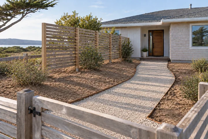 Coastal windbreak entry garden: Structures and surfaces