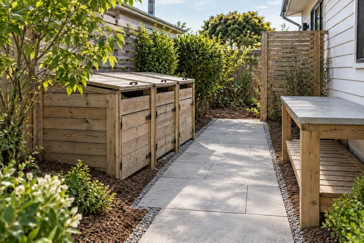 Compost and potting service garden: Structures and surfaces