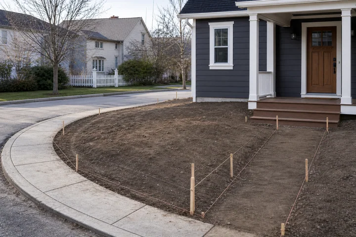 Corner rain garden entry: Site preparation
