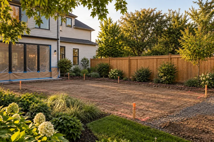 Covered outdoor kitchen patio: Site preparation
