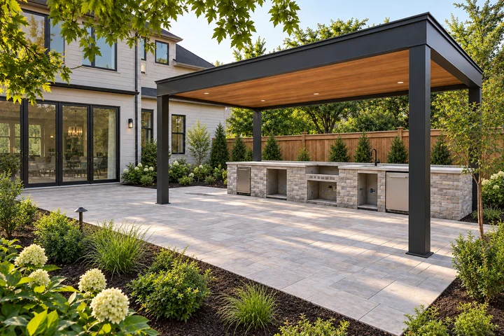 Covered outdoor kitchen patio: Planting