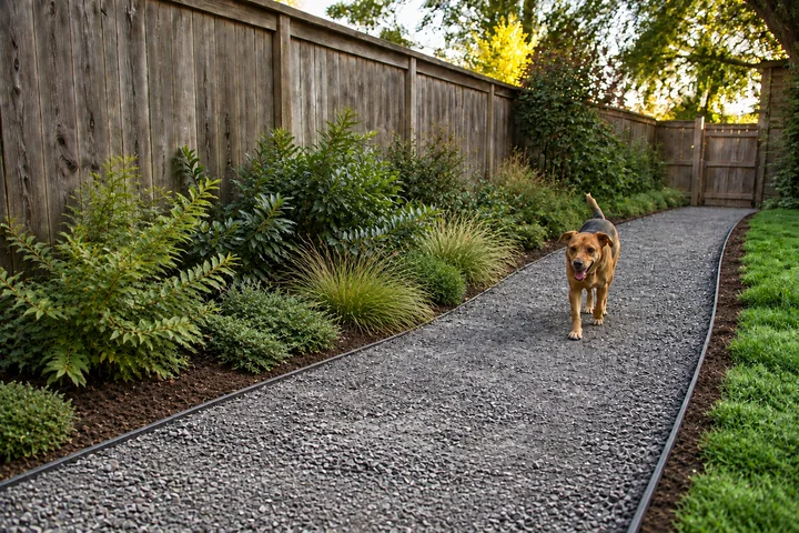 Dog-friendly gravel run: Planting