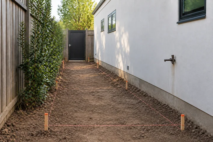 Dog rinse side yard: Site preparation