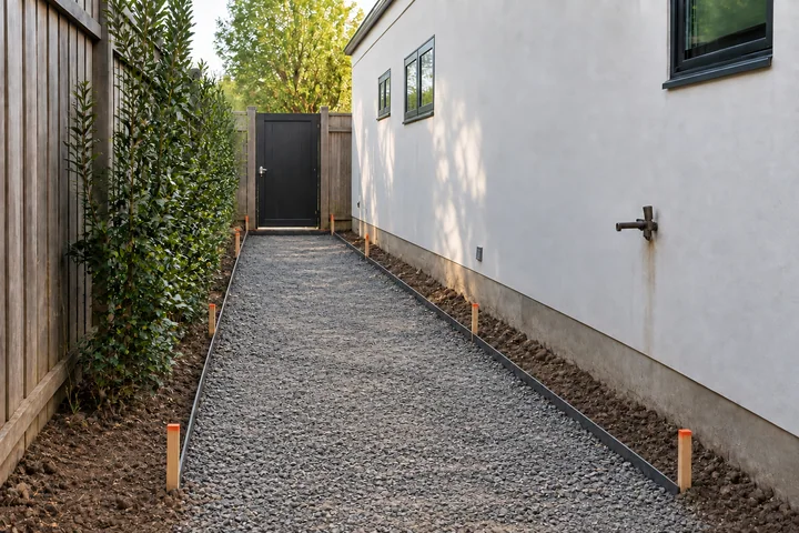 Dog rinse side yard: Base works