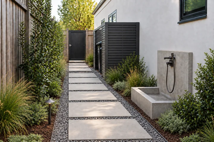Dog rinse side yard: Planting