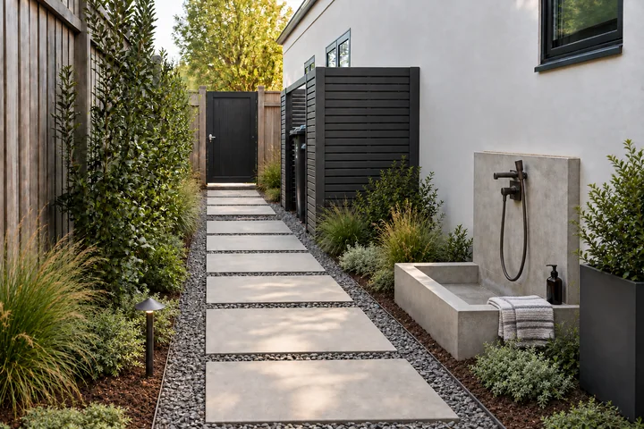 Dog rinse side yard: Final styling