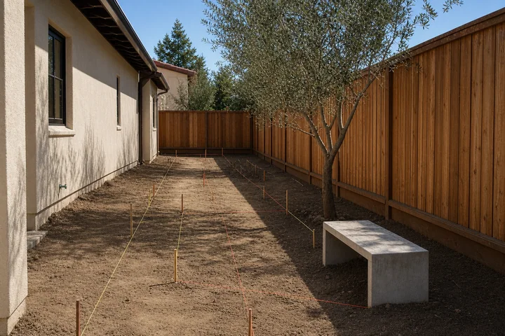 Dry Mediterranean side yard: Site preparation