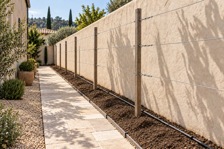 Espalier fruit side garden: Structures and surfaces