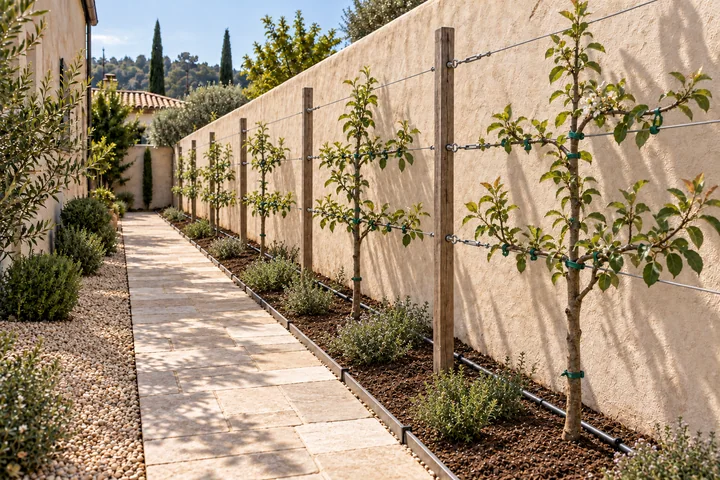 Espalier fruit side garden: Planting