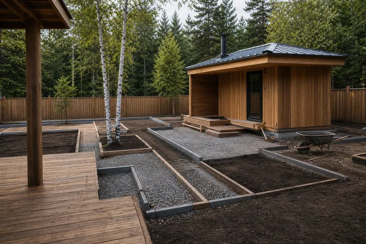 Family dacha full-property concept: Base works