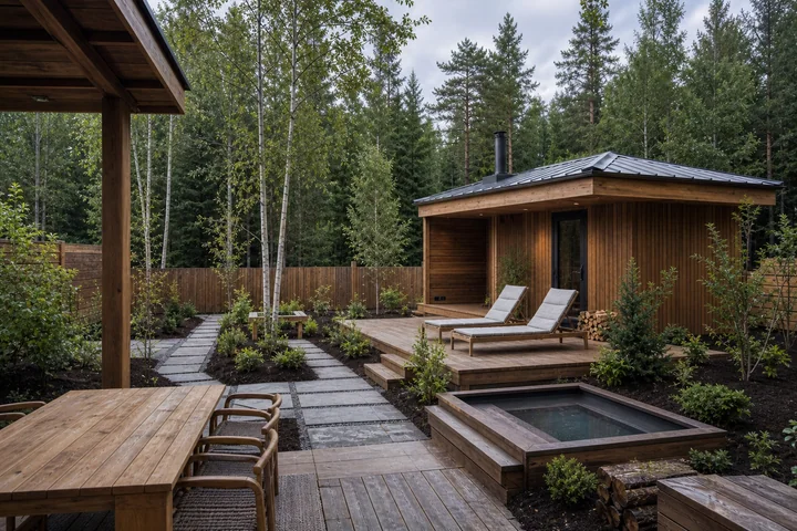 Family dacha full-property concept: Planting