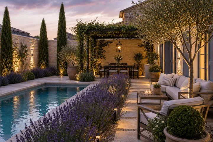 French pool courtyard: Final styling