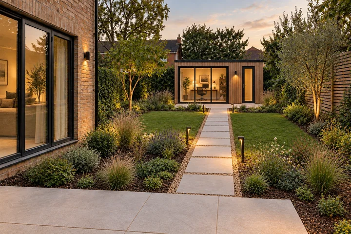 Garden office courtyard connection: Final styling