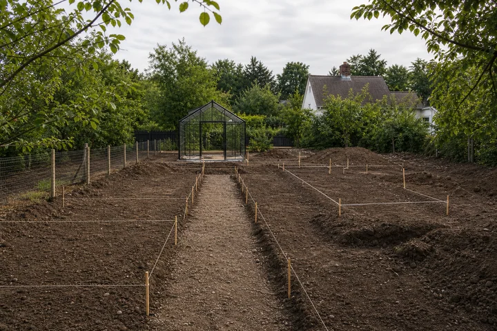 Greenhouse rain garden property: Site preparation