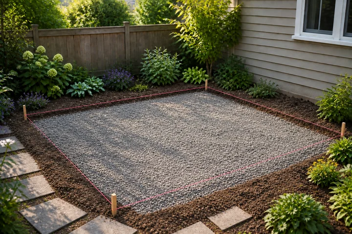 Kids chalk patio: Base works