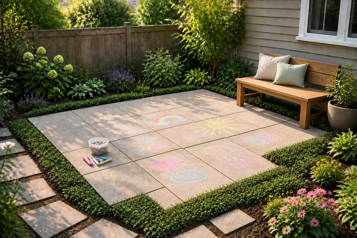 Kids chalk patio: Final styling