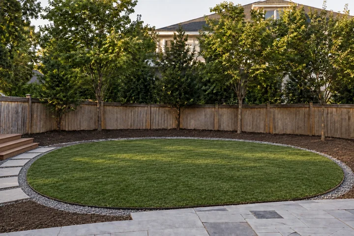 Layered backyard privacy screen: Structures and surfaces