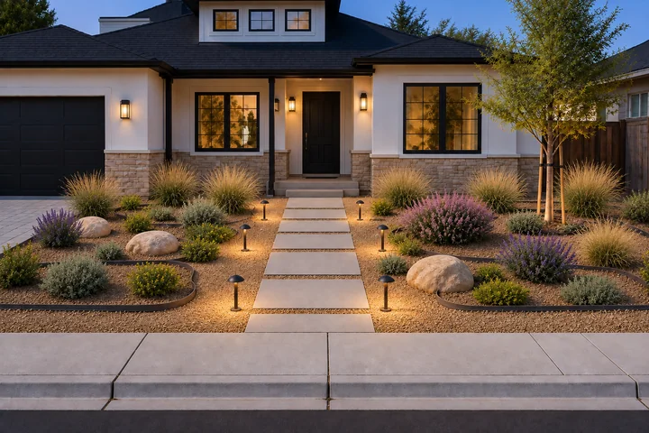 Low-maintenance front yard without grass: Final styling