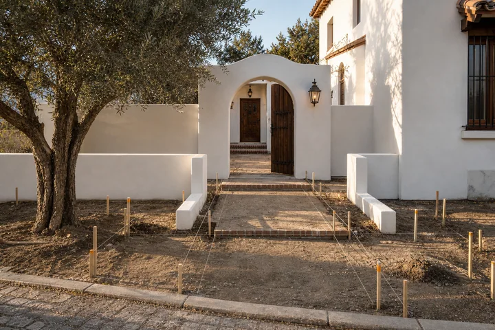 Mediterranean lavender front courtyard: Site preparation