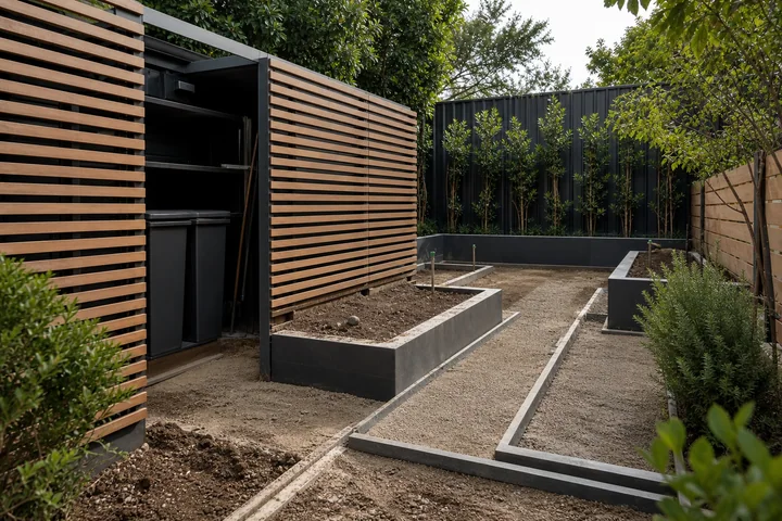Minimal dog-friendly courtyard: Base works