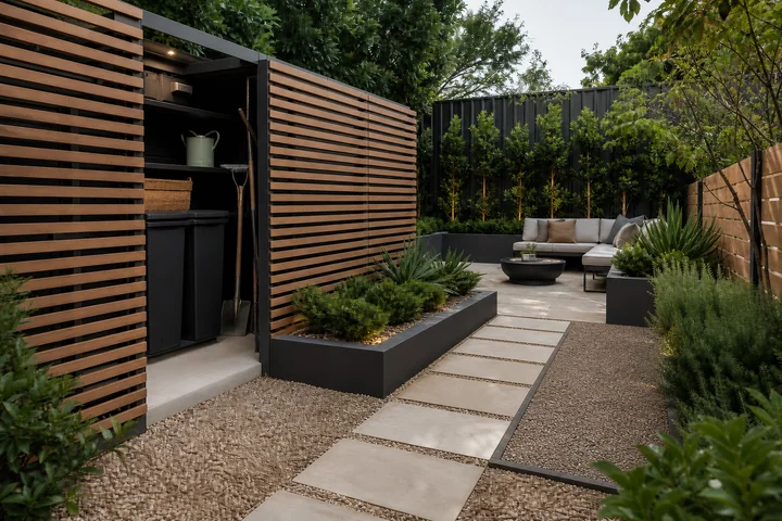 Minimal dog-friendly courtyard: Final styling