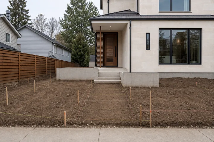 Minimal privacy front yard: Site preparation