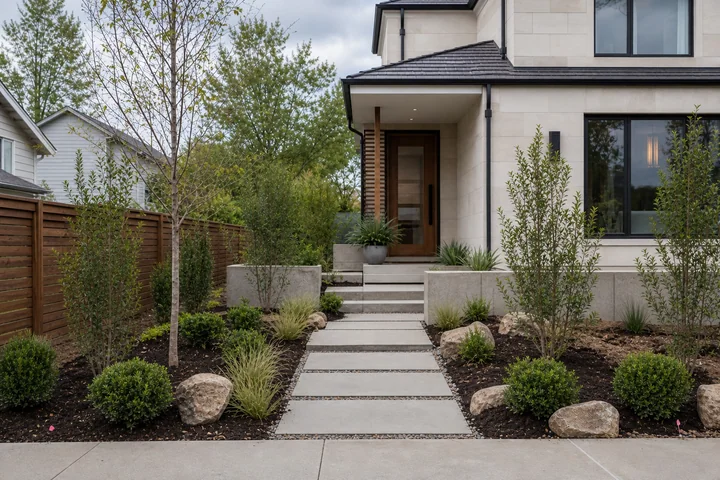 Minimal privacy front yard: Planting