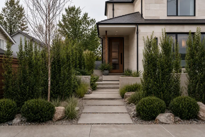 Minimal privacy front yard: Final styling