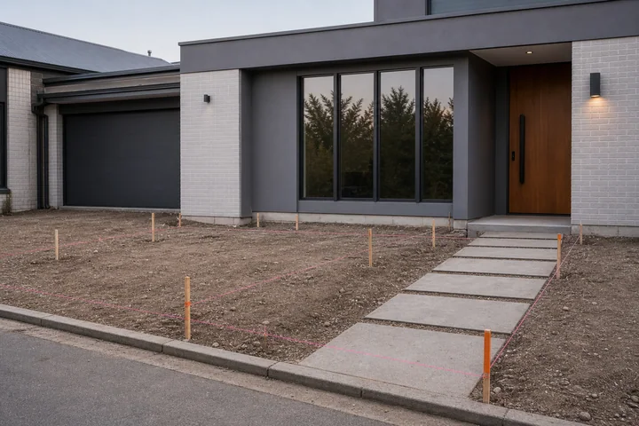 Modern driveway front yard: Site preparation