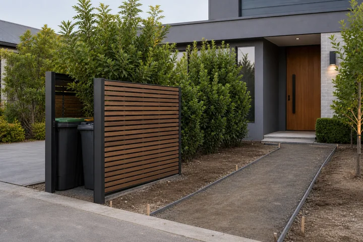 Modern driveway front yard: Base works