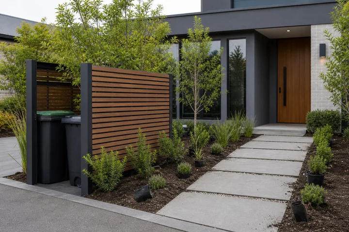Modern driveway front yard: Planting