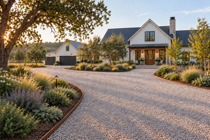 Modern farmhouse driveway garden: Final styling