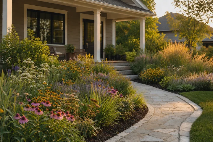 Native pollinator front yard: Final styling