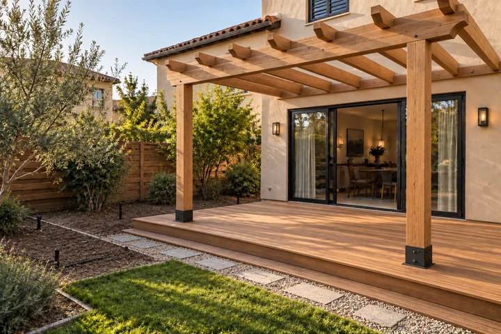 Pergola deck dining garden: Structures and surfaces