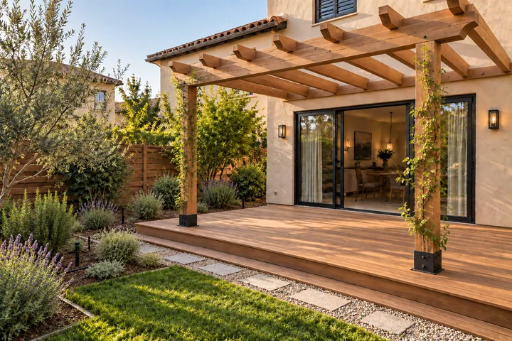Pergola deck dining garden: Planting