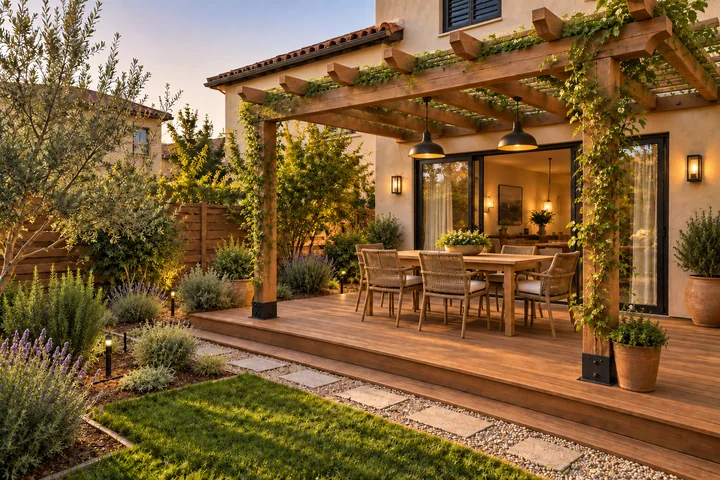 Pergola deck dining garden: Final styling
