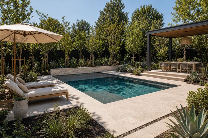 Pool cabana backyard concept: Planting
