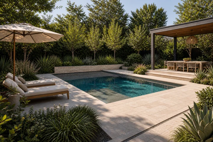 Pool cabana backyard concept: Final styling