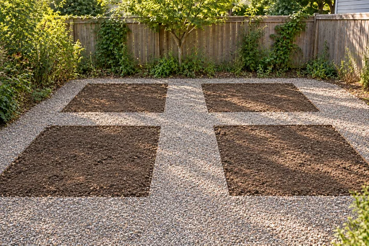 Raised-bed backyard vegetable garden: Base works