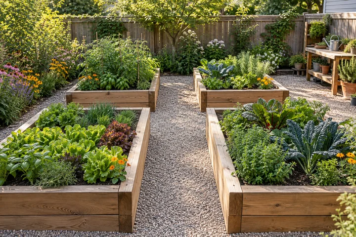 Raised-bed backyard vegetable garden: Final styling