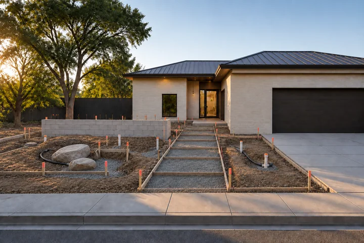 Sculptural arrival courtyard: Base works