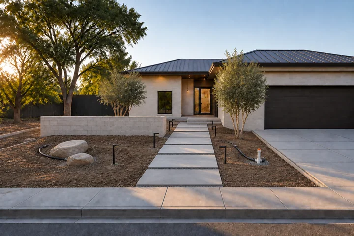 Sculptural arrival courtyard: Structures and surfaces